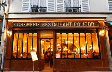 Restaurant Polidor at rue Monsieur de Prince opened in 1845 . Close by is the Sorbonne. Patrons of this restaurant have included Kerouac, Joyce, Gide and Rimbaud.のeditorial素材