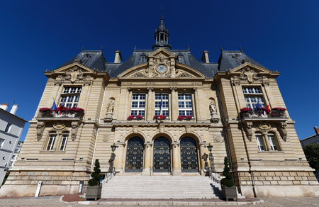 Suresnes town hall . It is municipality of the department Hauts-de-Seine in the region Ile-de-France.の写真素材