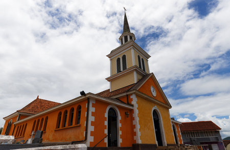 Les Trois Ilets Church - Place of baptism of Josephine who married Napoleon Bonaparte and became Empress of the French. Martinique island.の写真素材