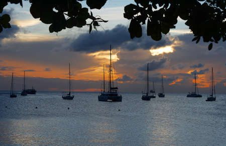 The sunset on Martinique island, French West Indies.の写真素材