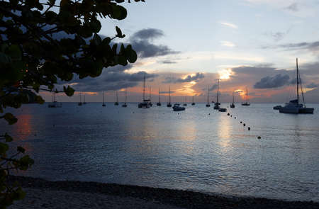 The sunset on Martinique island, French West Indies.の写真素材