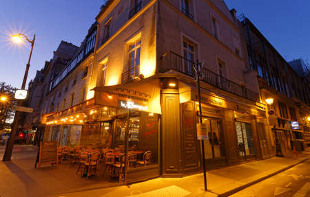 The traditional parisian resaurant Le Rempart . It located near Batille square in Paris, France.のeditorial素材