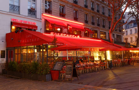 The traditional parisian resaurant Falstaff . It located at Batille square in Paris, France.のeditorial素材