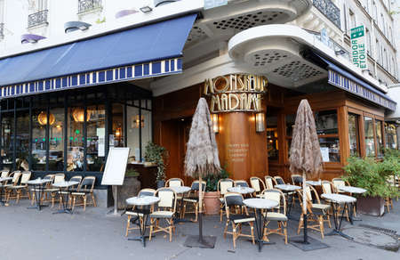 The traditional parisian resaurant and coctail bar Monsieur Madame located just a stone throw from the Triumphal Arch and the Champs-Elysees avenue. Paris. France.のeditorial素材