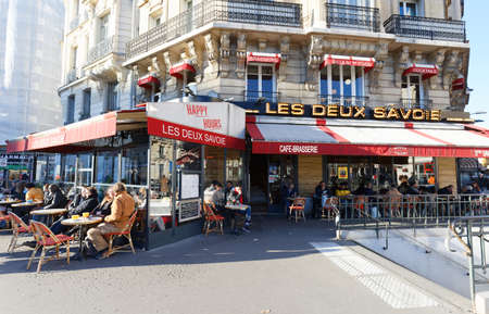 Le Deux Savoie is traditional French restaurant located near the Gare de Lyon station in Paris, France .のeditorial素材