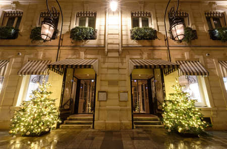 The Hotel de Crillon in Paris is a historic hotel opened in 1909 in a building dating to 1758. The hotel is located at the foot of the Champs-Eysees in Paris, France.のeditorial素材