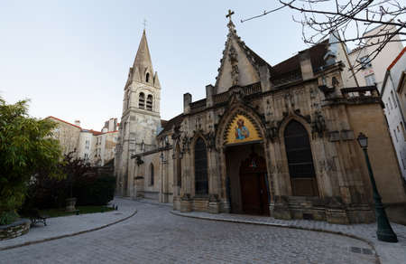 The Catholic Gothic Saint Saturnin church located in Nogent sur Marne town, near Paris .の写真素材