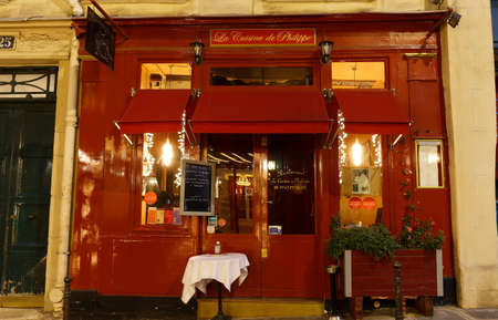 La cuisine de Philippe is little traditional French restaurant located near Luxembourg garden in Paris., France.のeditorial素材
