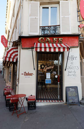The famous Cafe Genovese . It is located in the Montmartre, Paris, France.のeditorial素材