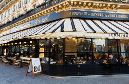 Terminus Nord is a traditional French cafe located near Nord railway station , Paris, France.のeditorial素材