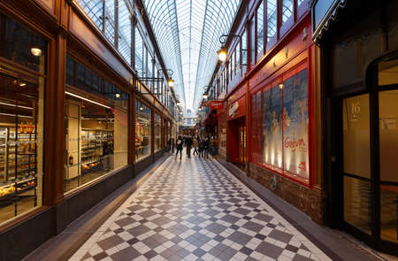 The famous passage Jouffroy in the evening Paris, France.のeditorial素材