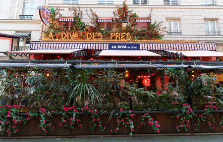 The traditional French restaurant La Diva des Pres is located in Saint Germain district , in the 6th district of Paris.のeditorial素材