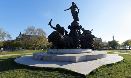 The Triumph of the Republic in the center of the place de la Nation square, Paris, France.の写真素材