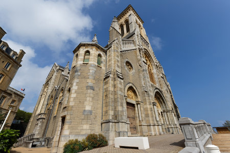 The view of church Saint Eugenie in Biarritz, Franceの写真素材