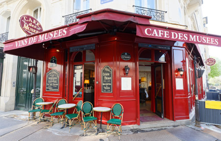 The Cafe des Musees is one of the institutions of the Marais, located at the corner of rue de Turenne and rue du Parc Royal.のeditorial素材