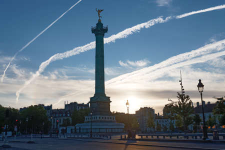 The July Column on Bastille square at sunrise , Paris, France.の写真素材