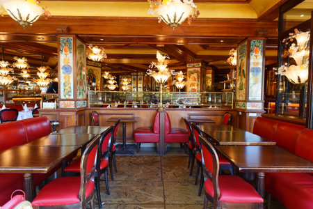 The interior of famous restaurant Au pied du cochon, Paris, France.のeditorial素材