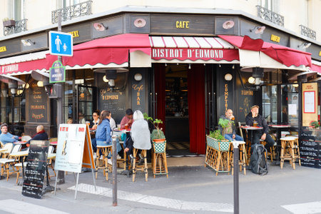 Bistrod dEdmond is traditional French Restaurant located in 2nd arrondissement of Paris on Rue du 4 Septembre. Paris. France.のeditorial素材