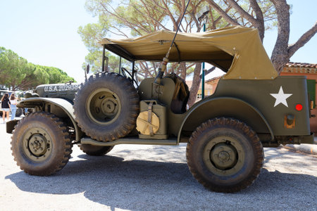 WW II American vehicle at the ceremony of the 78th anniversary of the liberation of Bormes-les-Mimosas.のeditorial素材