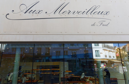Aux Merveilleux de Fred is one of the most glittery cake shops in Paris. It located in Montmartre districtのeditorial素材