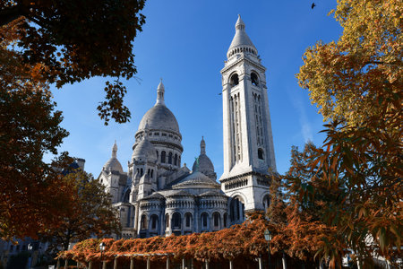 The famous basilica Sacre Coeur , Paris, France.の写真素材