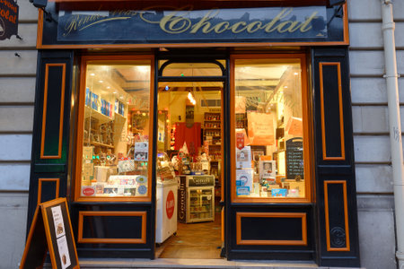 Rendez-vous Chocolats is a chocolate shop in Paris located on Rue du Rendez-Vous nearby to Place de la Nationのeditorial素材