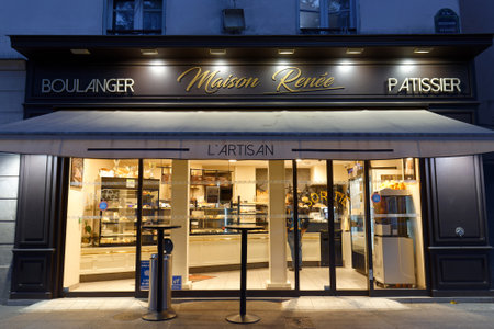 Located in the 12th arrondissement of Paris at boulevard Picpus , bakery and pastry shop Maison Renee manufactures a range of different products day after day: bread, pastries, pastry ...のeditorial素材