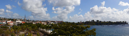 The panoramic view of Fort-de-France view with Saint Louis cathedral in Martinique island .の写真素材