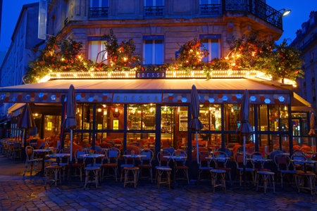 Cafe Odessa in the Montparnasse Quarter near the Gare Montparnasse, Montparnasse Tower and Galeries Lafayetteのeditorial素材