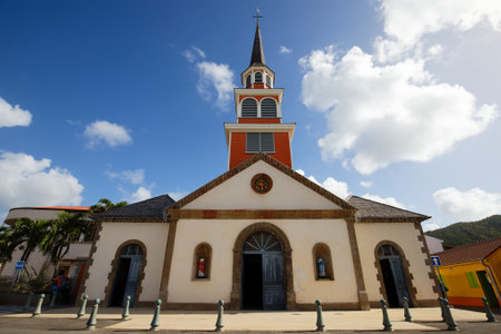 The Saint-Henri church of Anses-dArlet, near the beach, is known as one of the most beautiful sites of Martinique.の写真素材