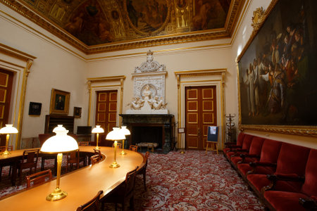 The library in Bourbon palace , the seat of the French National Assembly, the lower legislative chamber of the French government.のeditorial素材