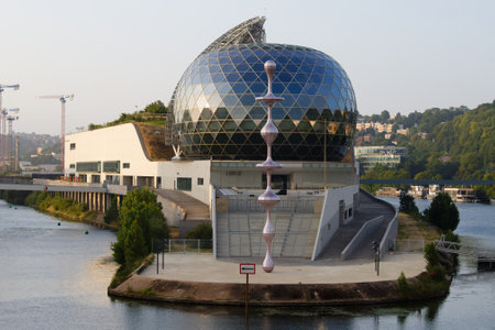 General view of La Seine Musicale, a music and performing arts venue located on the Seguin island on the Seine river, inaugurated in 2017.のeditorial素材