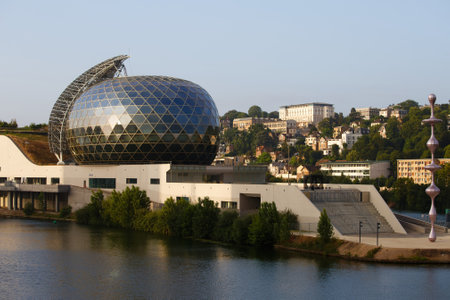 General view of La Seine Musicale, a music and performing arts venue located on the Seguin island on the Seine river, inaugurated in 2017.のeditorial素材