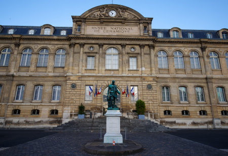 Facade of Sevres Ceramics Museum located in Saint Cloud on left banks of river Seine near Paris - France.のeditorial素材