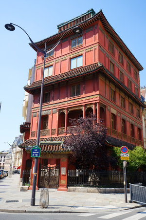 The Paris Pagoda is an unusual building of the Plaine Monceau commissioned in 1926 by Ching Tsai Loo to be a cultural link between France and Chinaのeditorial素材
