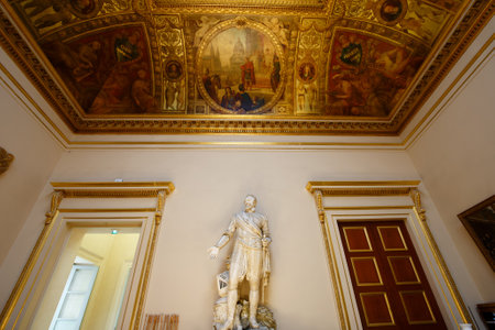 The library in Bourbon palace , the seat of the French National Assembly, the lower legislative chamber of the French government.のeditorial素材