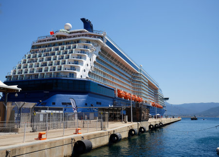 Celebrity X cruise ship docking in Ajaccio Harbour this is the one of luxury cruise ship in Ajaccio, Corsica island.のeditorial素材