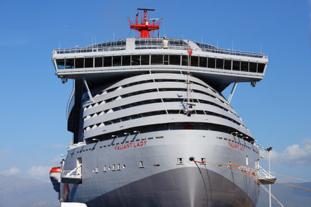 Valiant Lady is a cruise ship operated by Virgin Voyages in the port of Ajaccio, Corsica island , France.のeditorial素材
