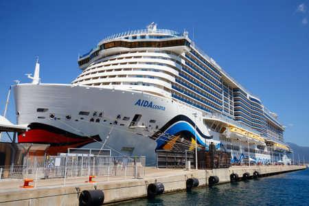 Aida Cosma cruise liner in stopover in the port of Ajaccio, Corsica island.のeditorial素材
