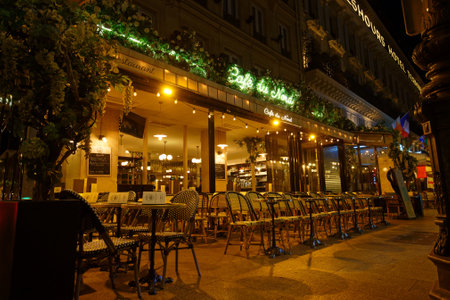 the traditional French cafe du Nord located near Gare du Nord in Paris.のeditorial素材
