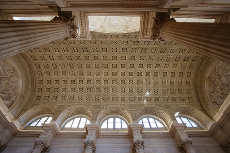 The ceiling in Bourbon palace , the seat of the French National Assembly, the lower legislative chamber of the French government.のeditorial素材