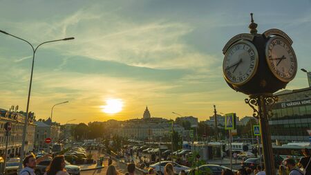 MOSCOW - July 27, 2019: On Trubnaya Square in Moscow, about 300 people gathered from those people who today went to an uncoordinated action in support of unregistered candidates for deputies of the Moscow City Duma.のeditorial素材