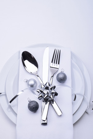 Top of celebration table set for menuの写真素材