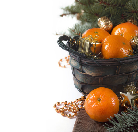 Mandarins in a basket - New Year styleの写真素材