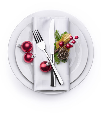 Christmas new year plate for celebration as invitiation and menu design background の写真素材