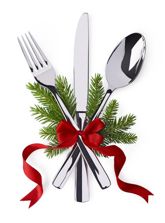 Christmas and new year silverware for celebration as invitation design backgroundの写真素材
