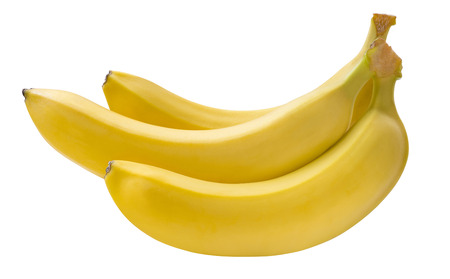 Small banana bunch isolated on white background as package design elementの写真素材