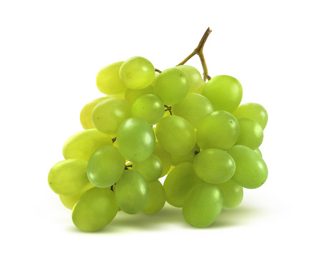 Tiny green grapes bunch isolated on white background as package design elementの写真素材
