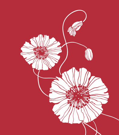 Field flower vector red square for decorationのイラスト素材