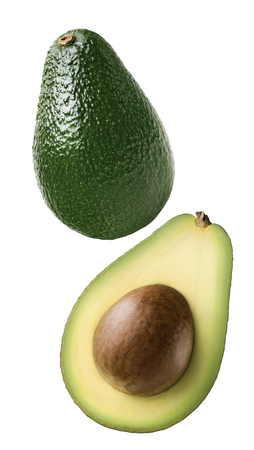 Double avocado vertical cut combo isolated on white background as package design elementの写真素材